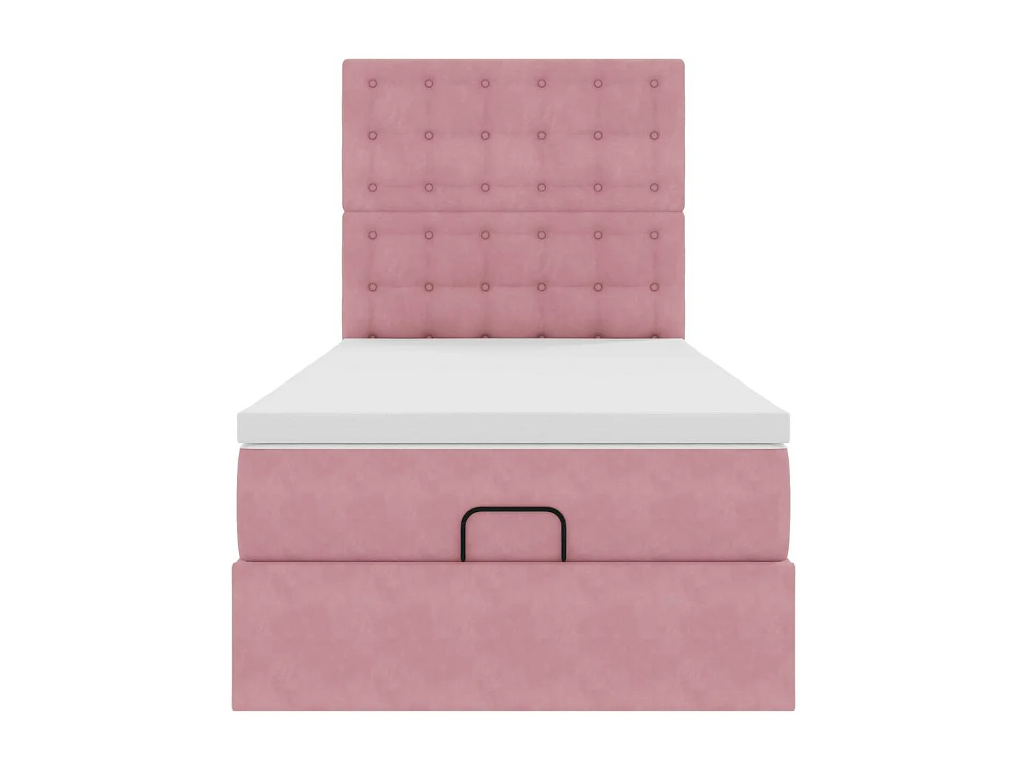 Cadre de lit ottoman avec matelas rose 90x200 cm velours