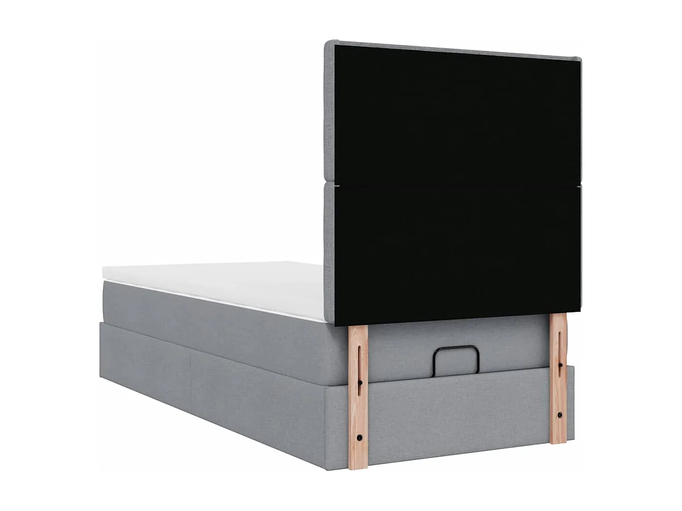Cadre de lit ottoman et matelas gris clair 90x190 cm tissu