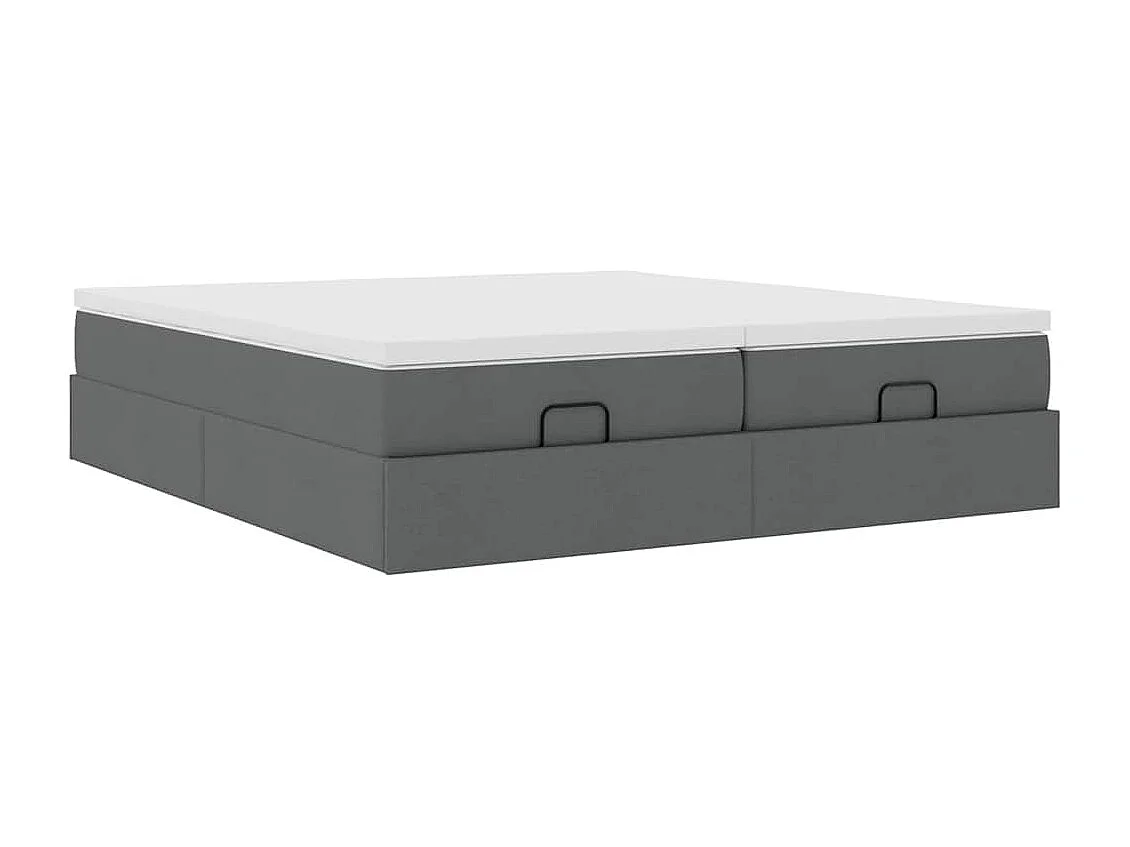 Cadre de lit ottoman avec matelas gris foncé 180x200cm tissu