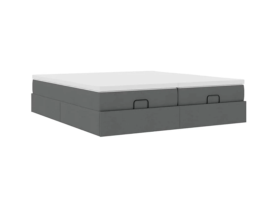 Cadre de lit ottoman avec matelas gris foncé 180x200cm tissu