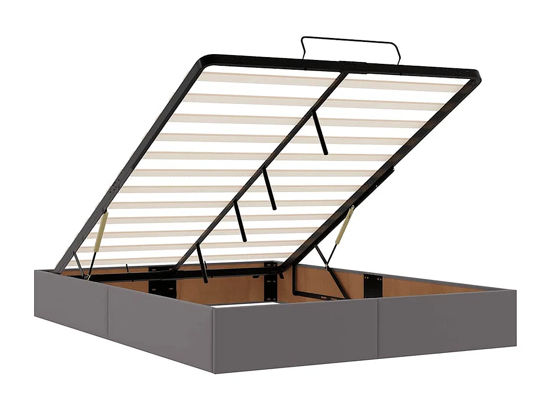 Bed poef met matrassen en LED's 140x200cm kunstleer grijs