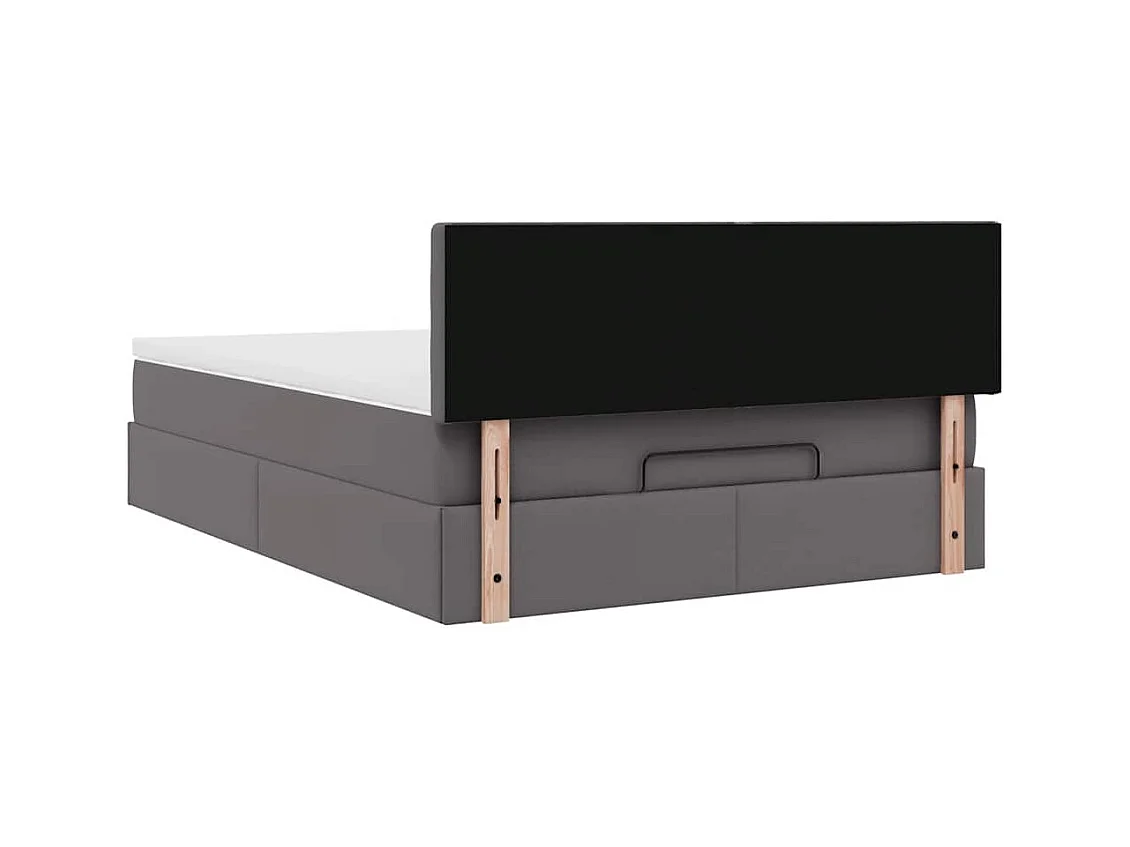 Cadre de lit ottoman avec matelas gris 140x200 cm similicuir