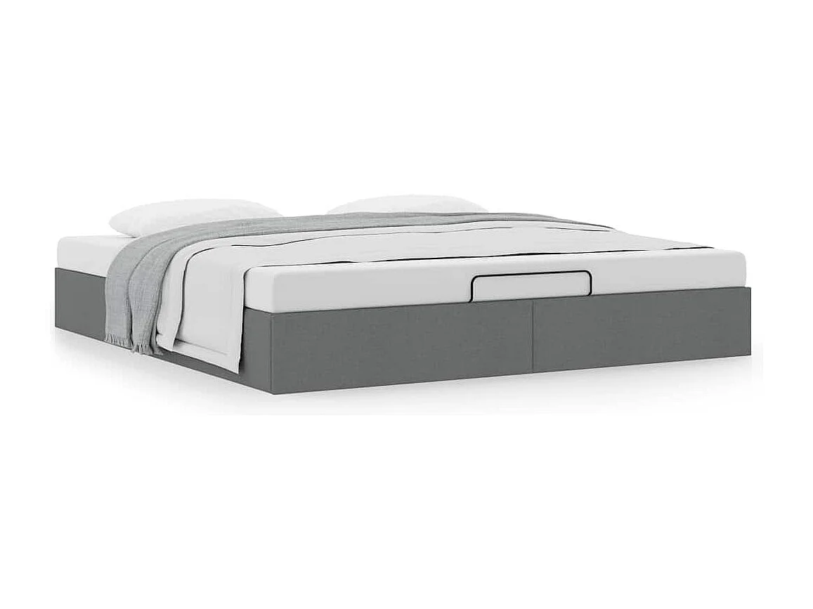 Cadre de lit ottoman sans matelas gris foncé 200x200 cm tissu