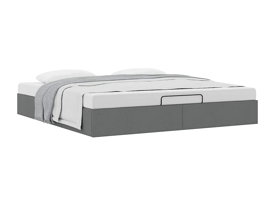Cadre de lit ottoman sans matelas gris foncé 200x200 cm tissu