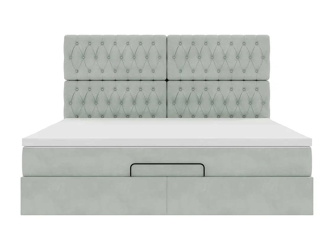 Cadre de lit ottoman et matelas gris clair 180x200cm velours