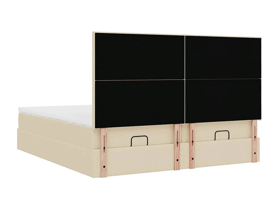 Estructura de cama otomana con colchones tela crema 160x200cm