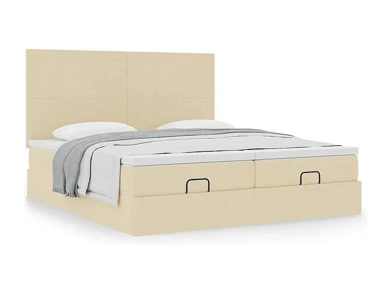 Estructura de cama otomana con colchones tela crema 160x200cm