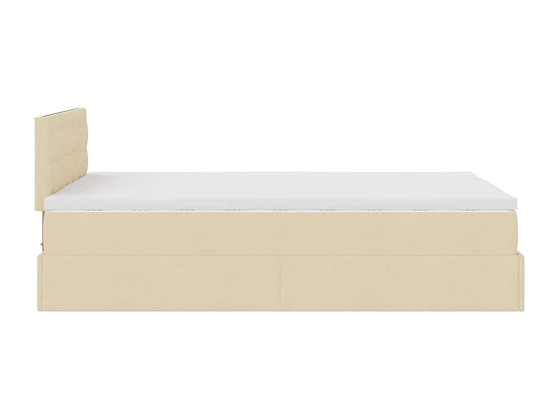 Cadre de lit ottoman avec matelas crème 120x190 cm tissu