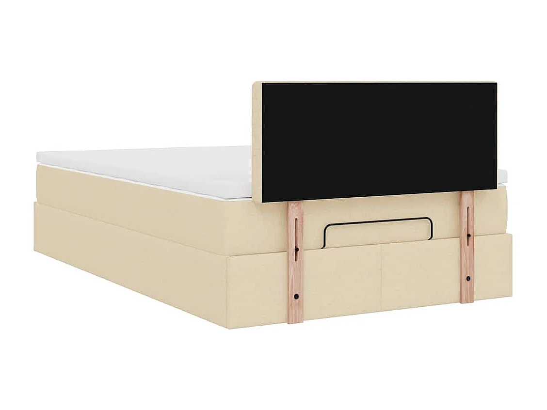 Cadre de lit ottoman avec matelas crème 120x190 cm tissu