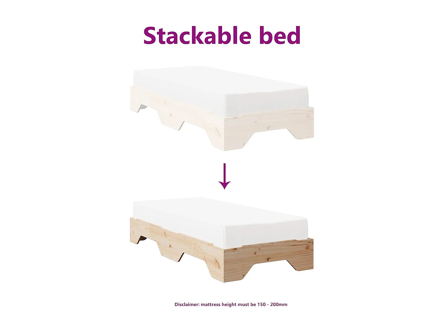 Cama sem colchão empilháveis 90x190 cm madeira maciça