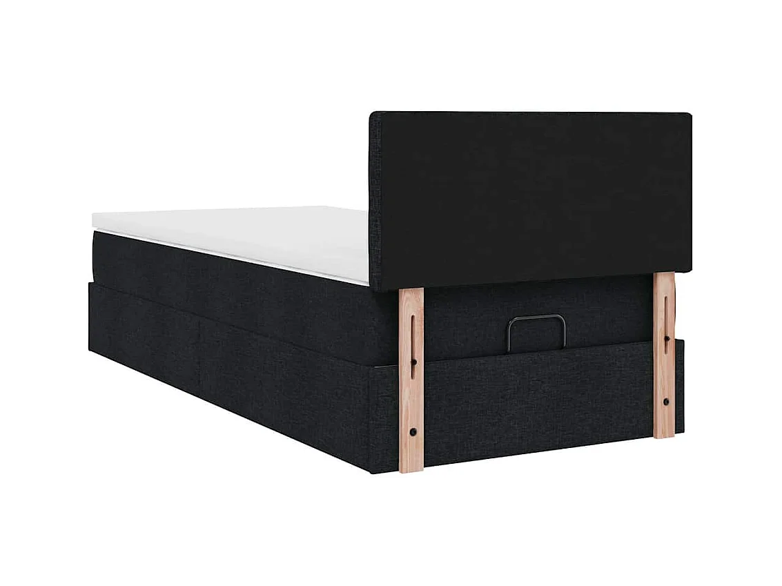 Lit ottoman avec matelas noir 100x200 cm tissu