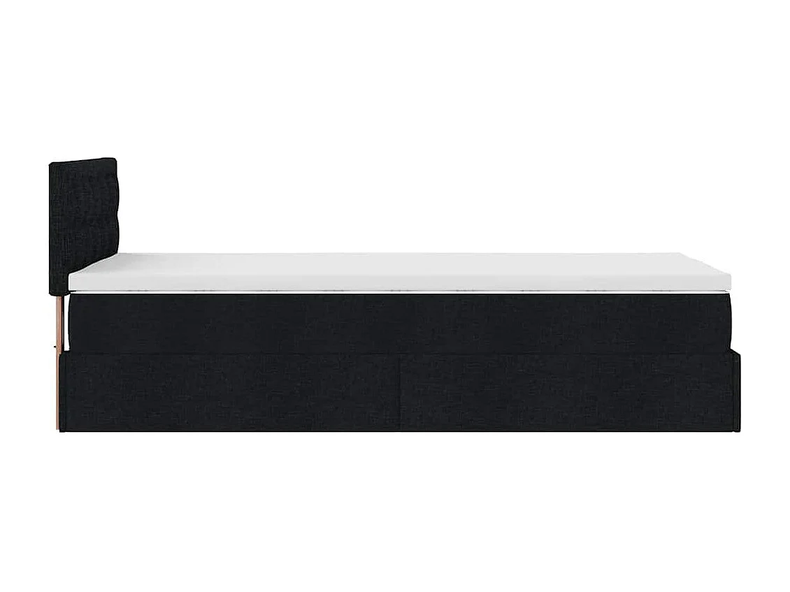 Cama otomana com colchão 100x200 cm tecido preto