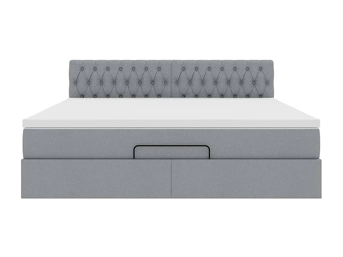 Ottoman bed met matras en LED's 160x200 cm stof lichtgrijs