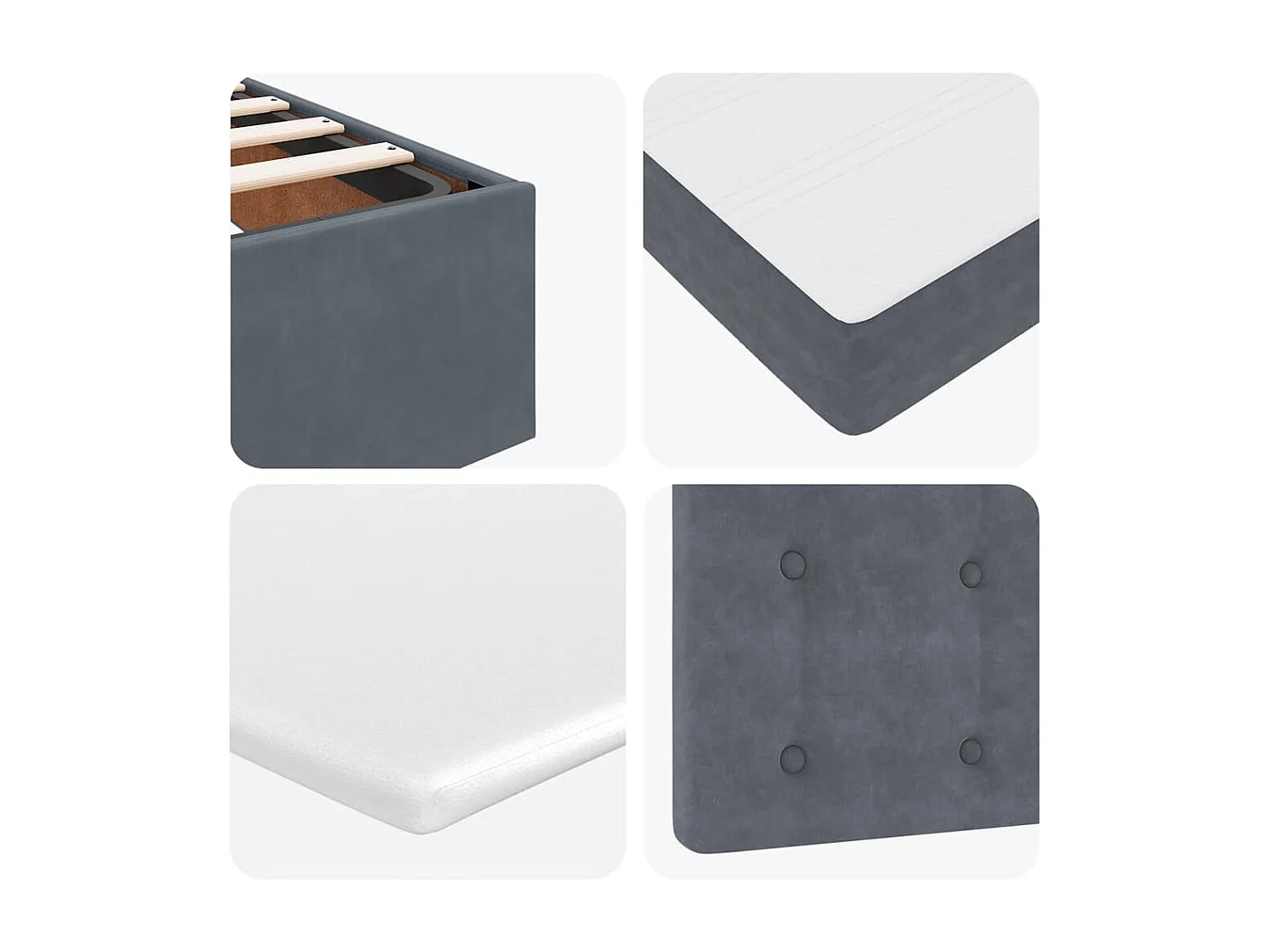 Cadre de lit ottoman avec matelas gris foncé 90x190 cm velours