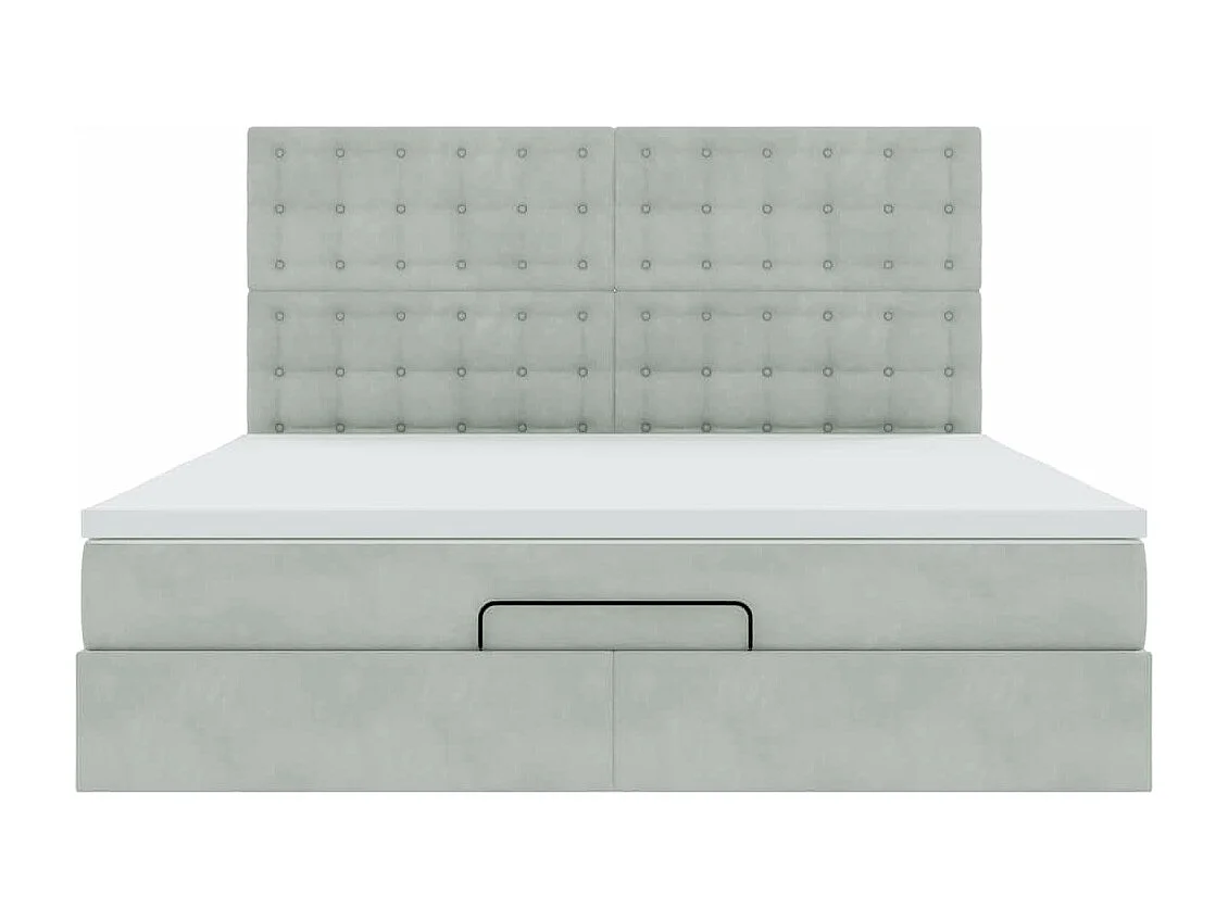 Cadre de lit ottoman et matelas gris clair 160x200cm velours