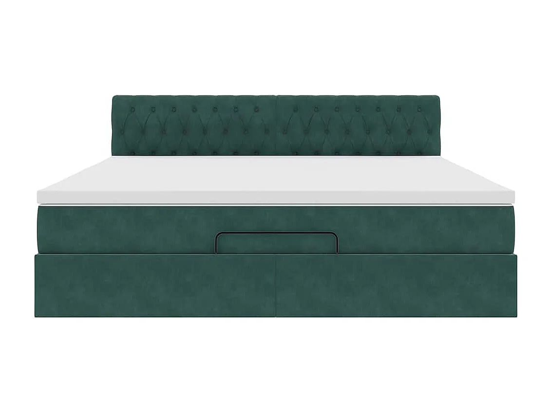 Ottoman bed met matras en LED's 160x200cm fluweel donkergroen