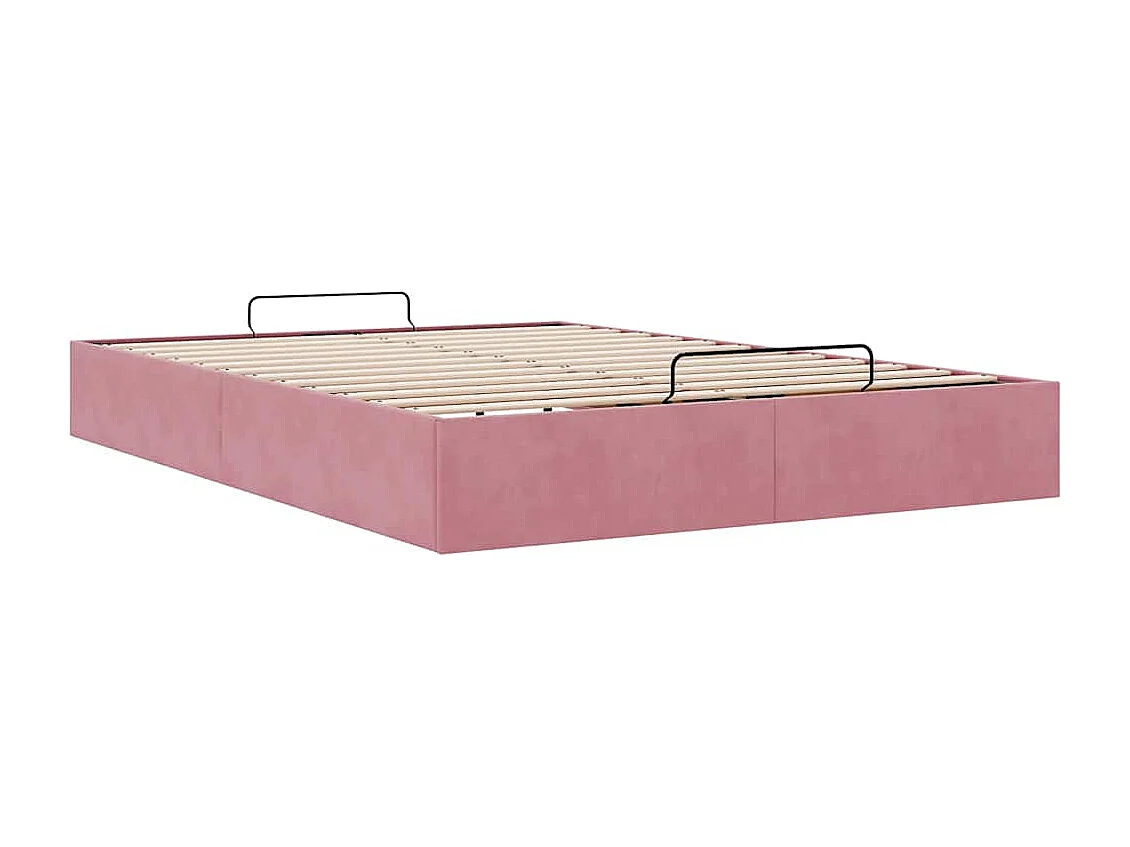 Cadre de lit ottoman sans matelas rose 140x190 cm velours