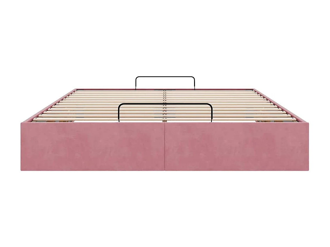 Cadre de lit ottoman sans matelas rose 140x190 cm velours