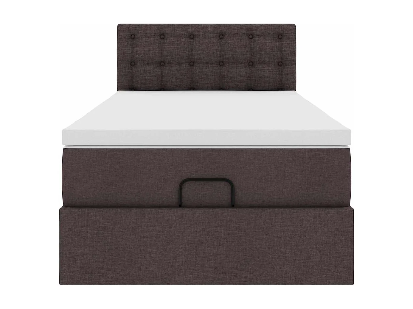 Lit ottoman avec matelas marron foncé 90x200 cm tissu