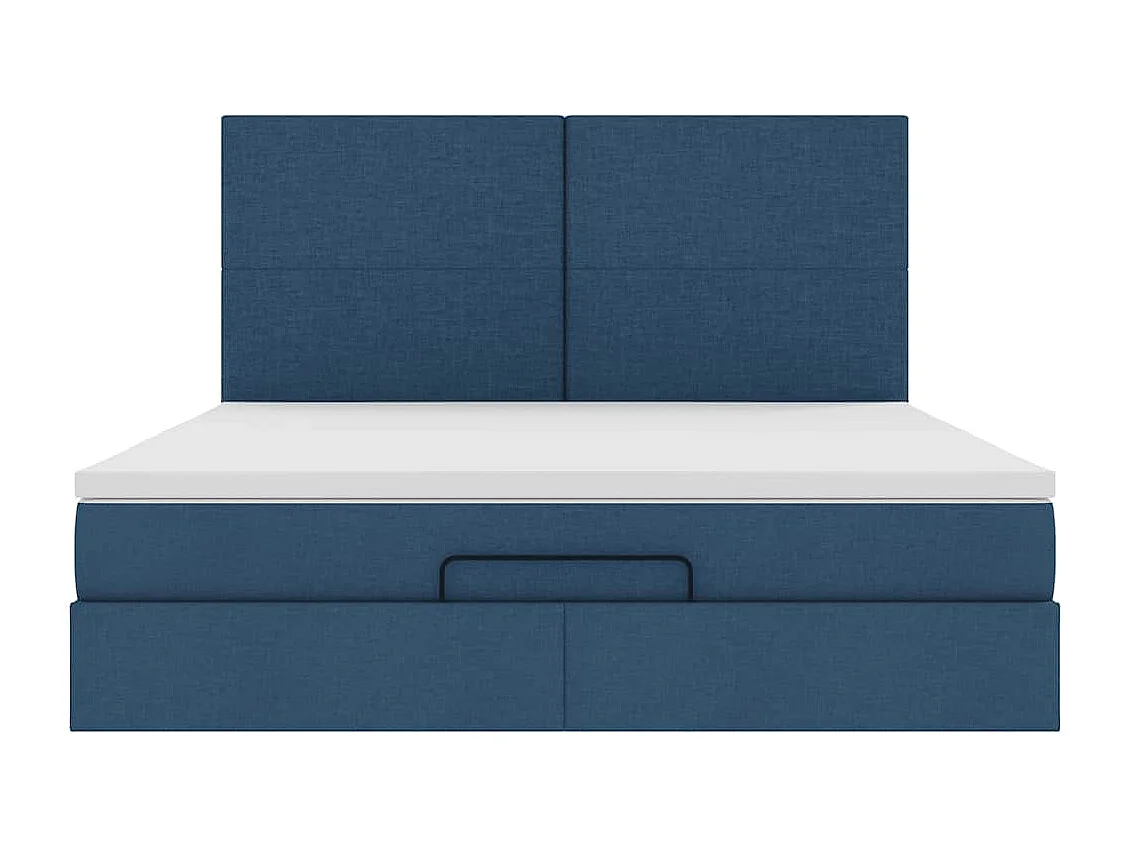 Cadre de lit ottoman avec matelas bleu 180x200 cm tissu