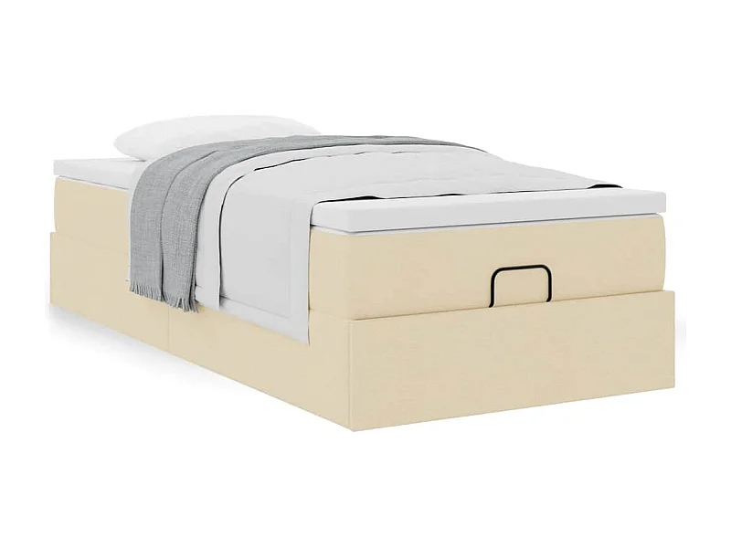 Cadre de lit ottoman avec matelas crème 90x190 cm tissu