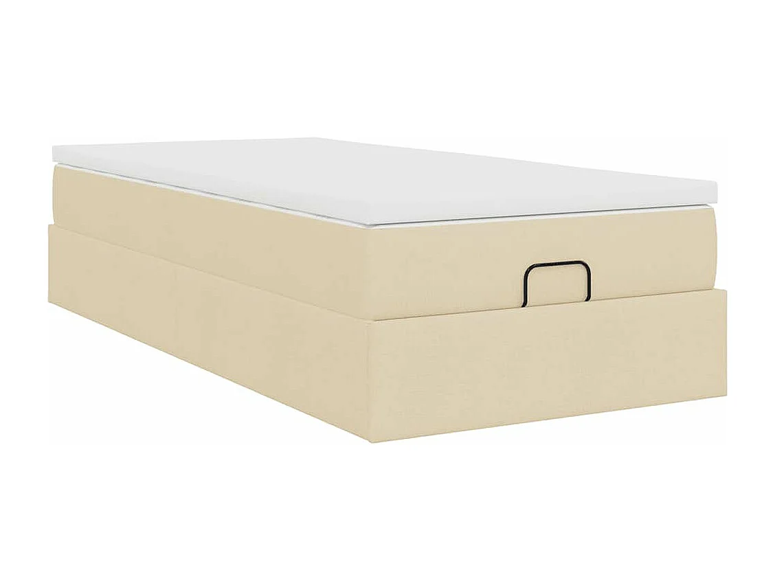 Estrutura de cama otomana com creme de colchão 90x190cm tecido