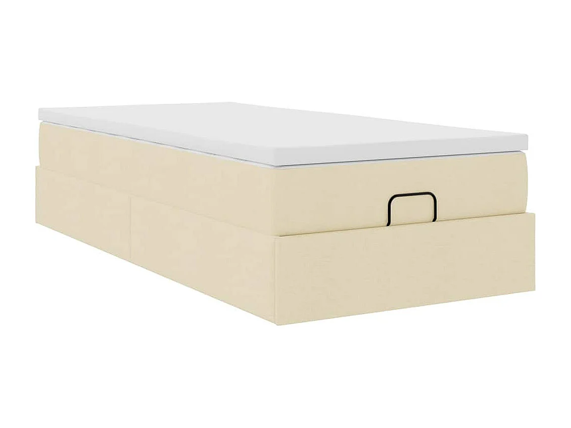 Ottoman bed met matras 90x190cm stof crèmekleurig