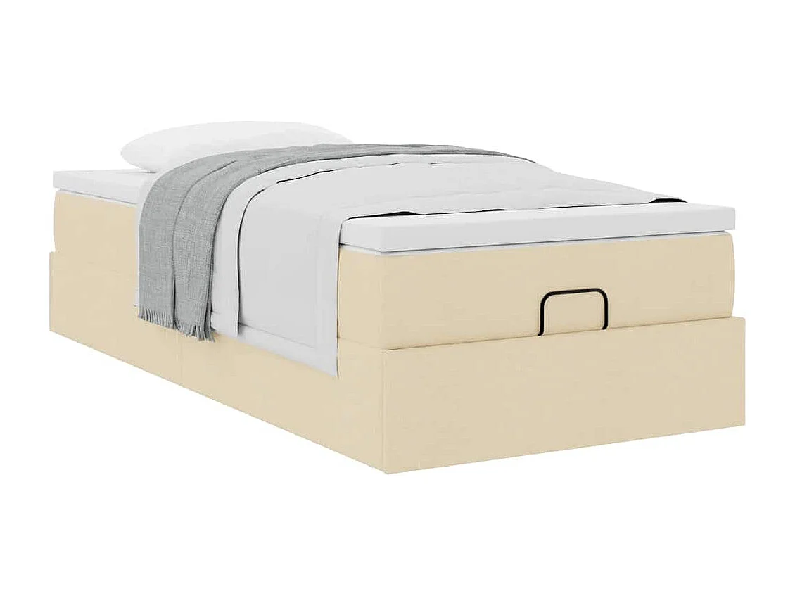 Ottoman bed met matras 90x190cm stof crèmekleurig