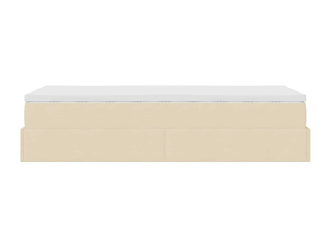 Ottoman bed met matras 90x190cm stof crèmekleurig