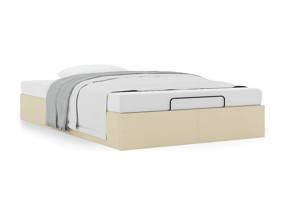 Cadre de lit ottoman sans matelas crème 120x190 cm tissu