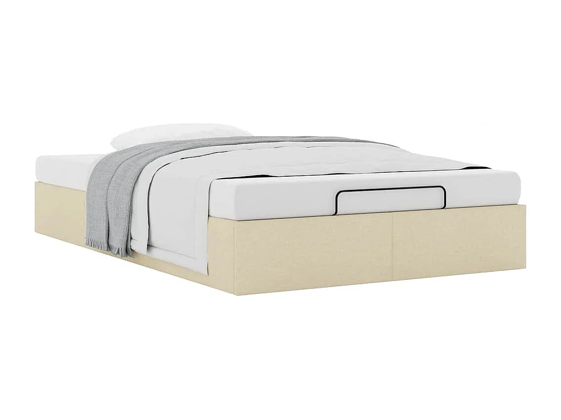 Estructura de cama otomana sin colchón tela crema 120x190 cm