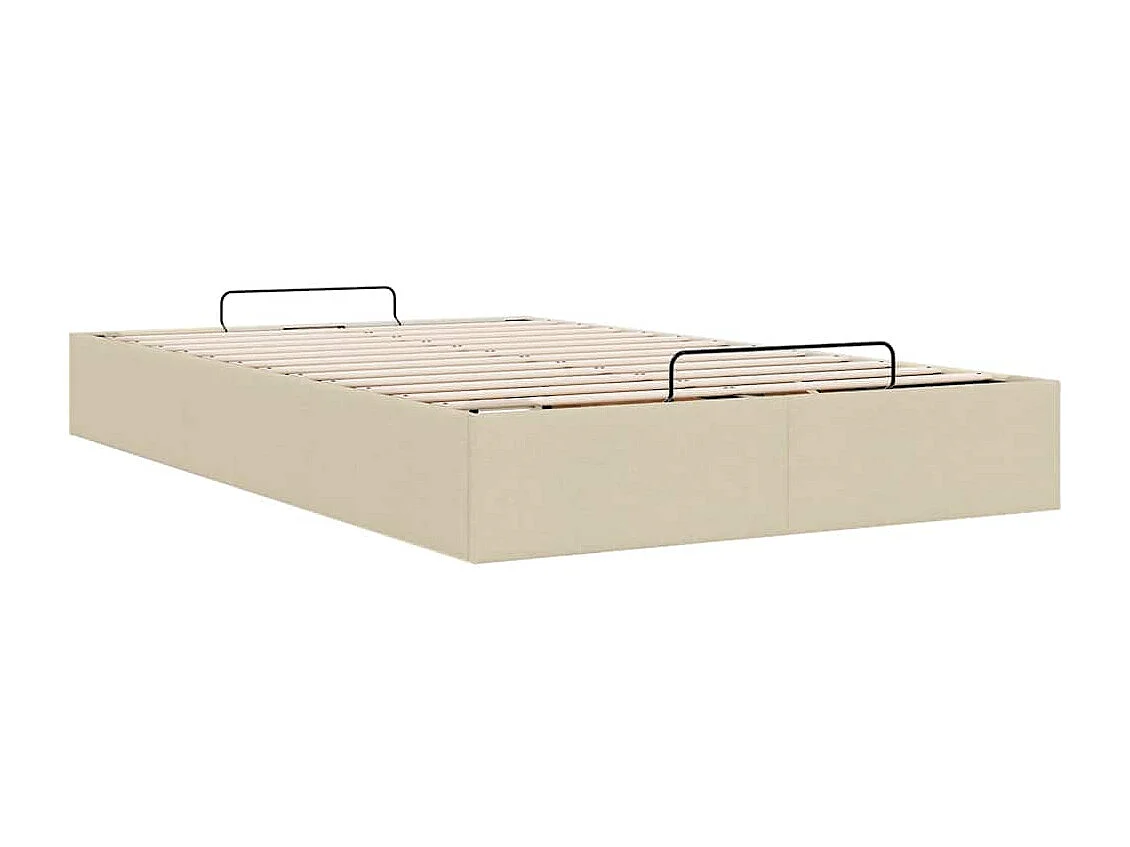 Estructura de cama otomana sin colchón tela crema 120x190 cm
