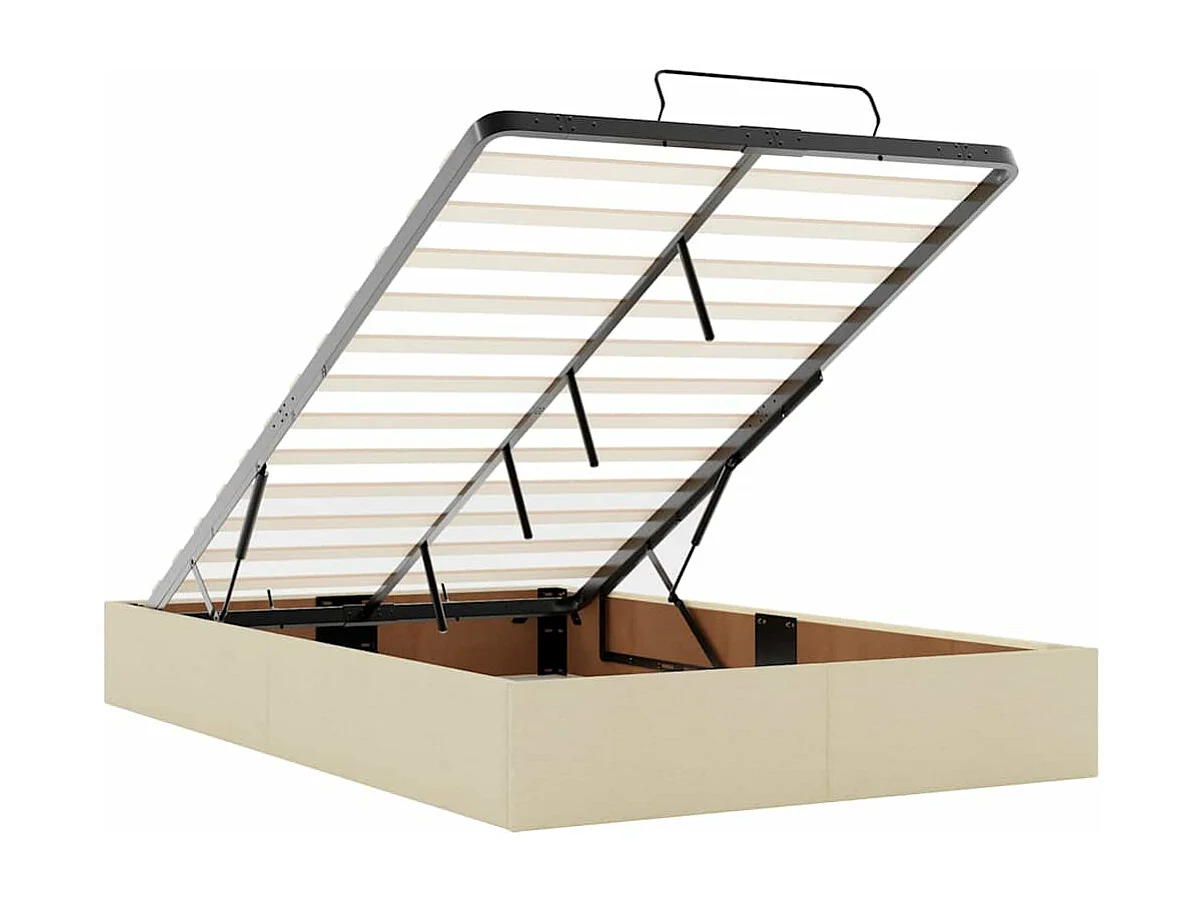 Estructura de cama otomana sin colchón tela crema 120x190 cm