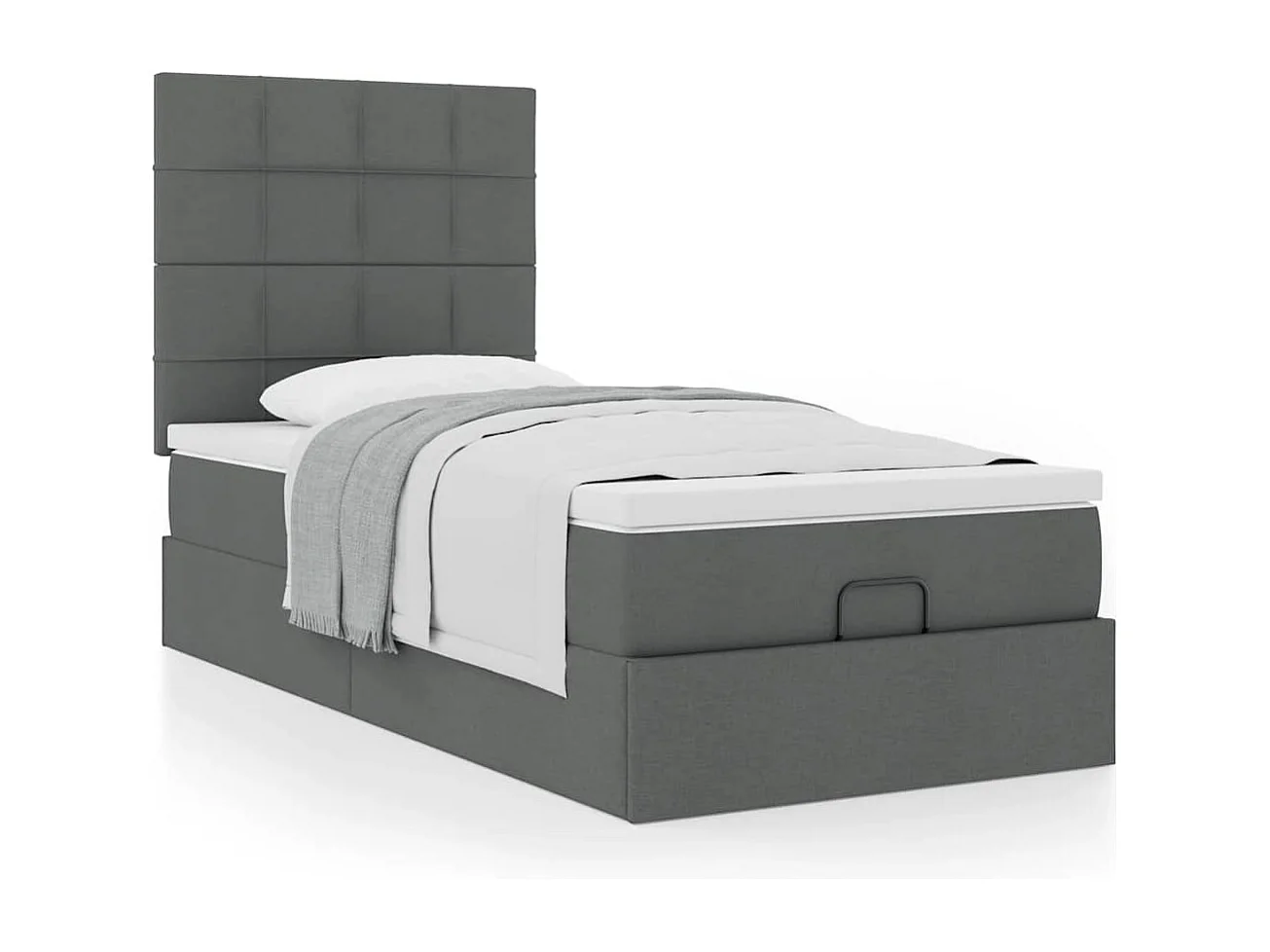 Cadre de lit ottoman avec matelas gris foncé 90x200 cm tissu