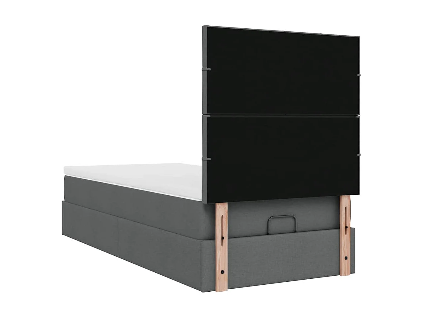Cadre de lit ottoman avec matelas gris foncé 90x200 cm tissu