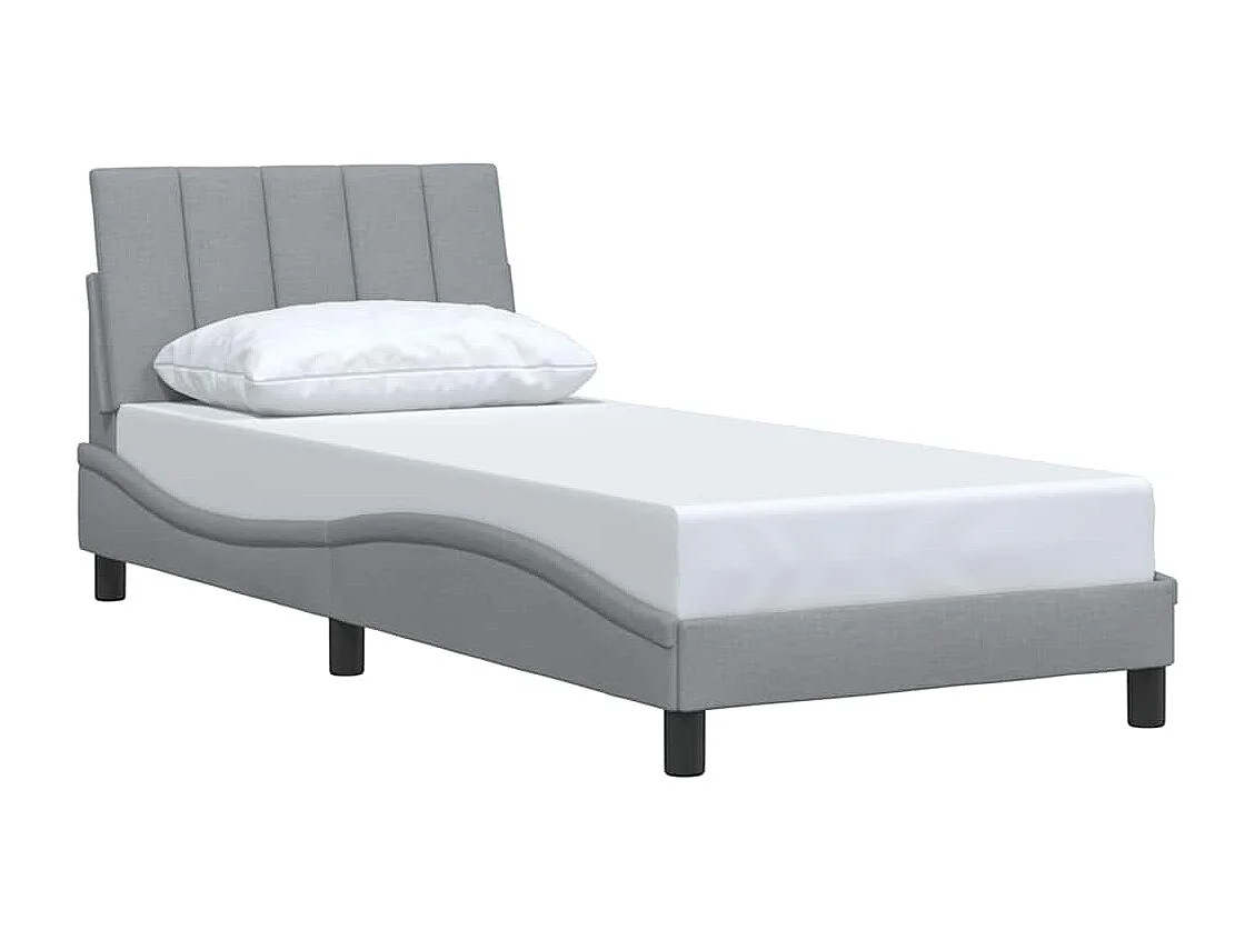 Cadre de lit sans matelas gris clair 90x200 cm tissu