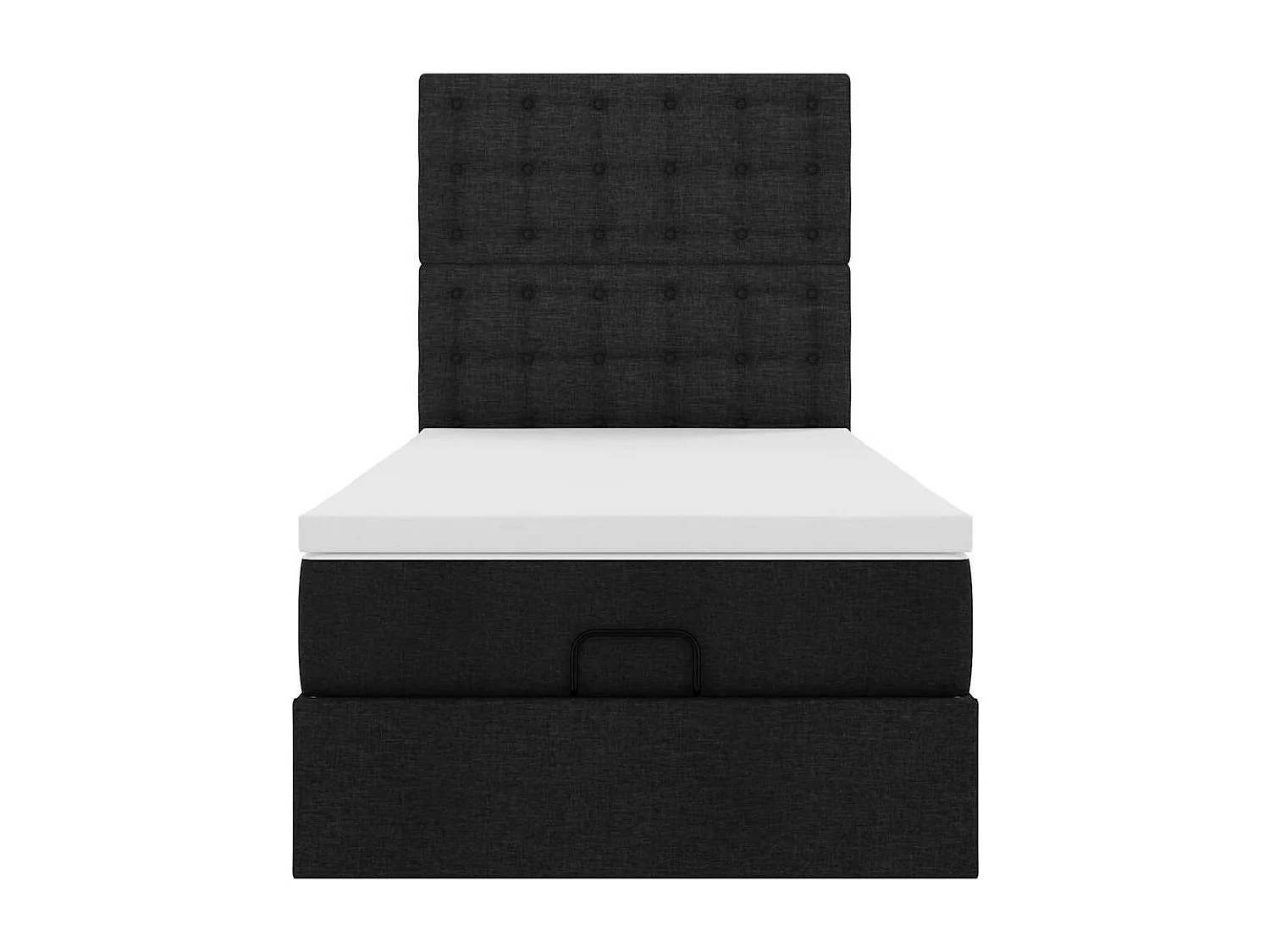Cadre de lit ottoman avec matelas noir 100x200cm tissu