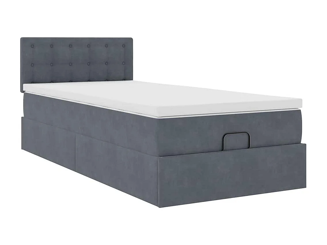 Ottoman bed met matras en LED's 90x200cm fluweel donkergrijs