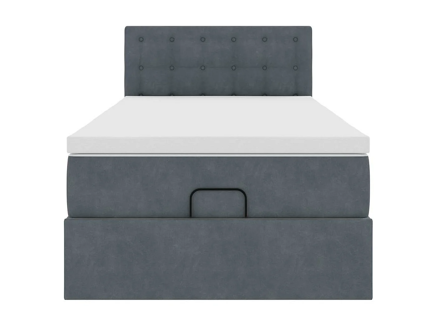 Cadre de lit ottoman et matelas gris foncé 90x200 cm velours