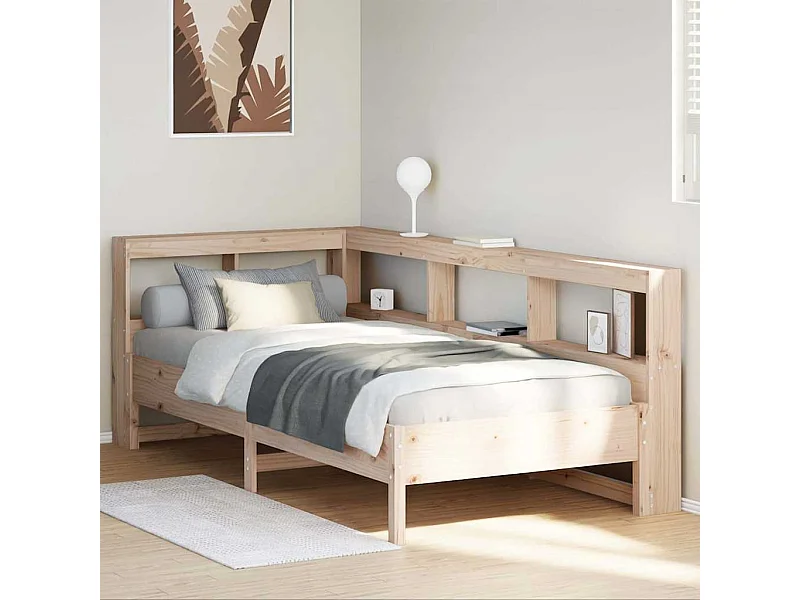 Cama com estante sem colchão 75x190 cm pinho maciço