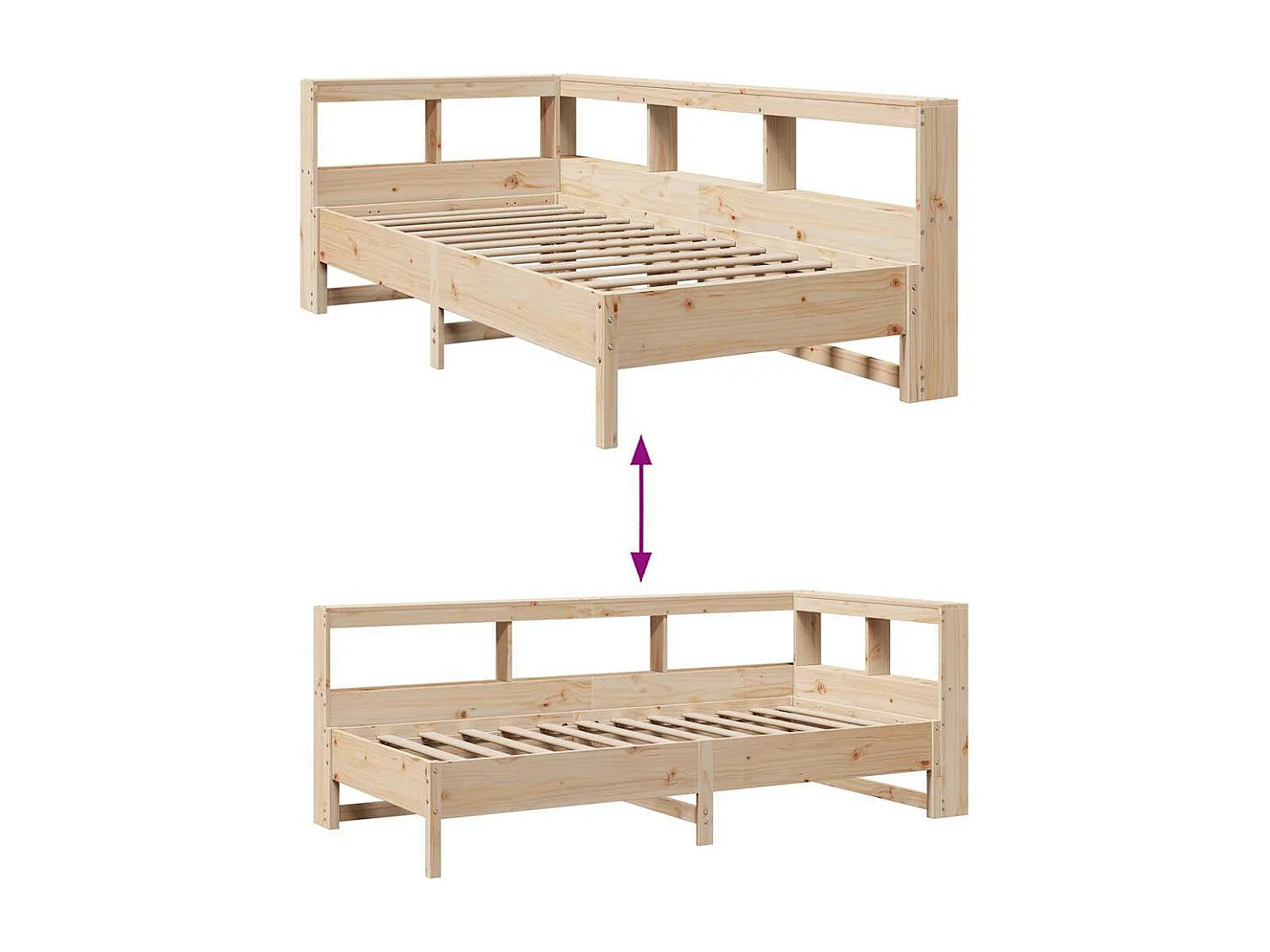 Cama com estante sem colchão 75x190 cm pinho maciço