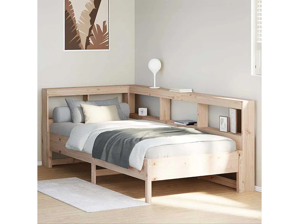 Cama com estante sem colchão 75x190 cm pinho maciço