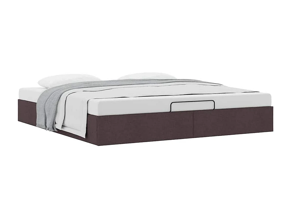 Cadre de lit ottoman sans matelas marron foncé 180x200 cm tissu