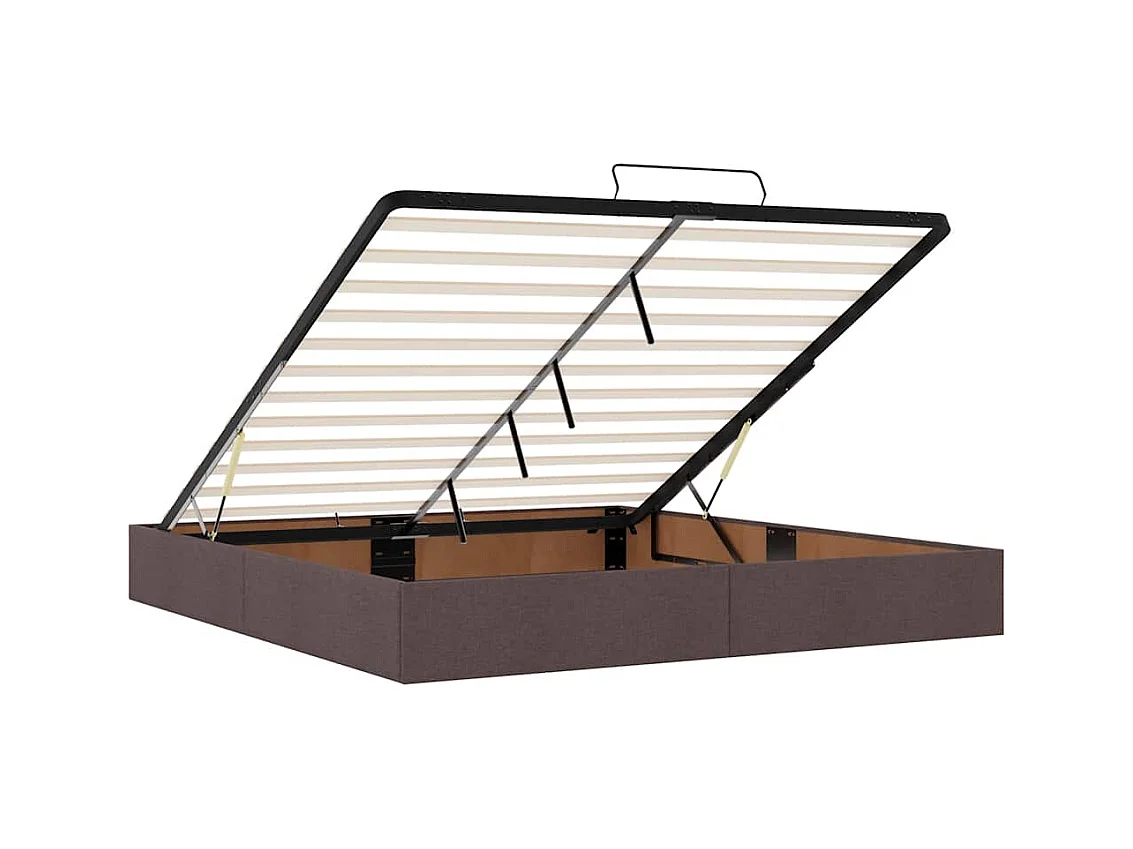Cadre de lit ottoman sans matelas marron foncé 180x200 cm tissu