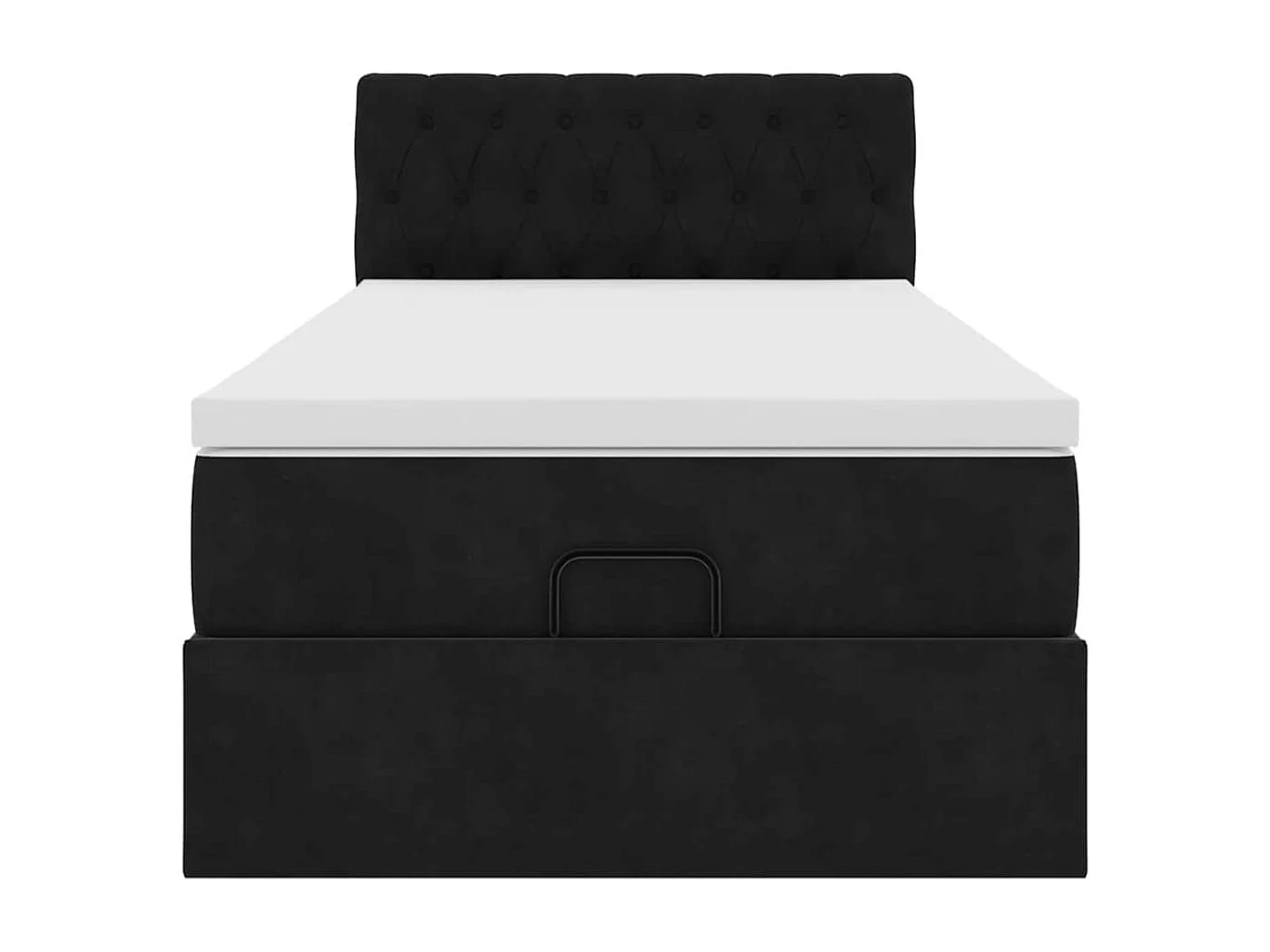 Estrutura de cama otomana com colchão preto veludo