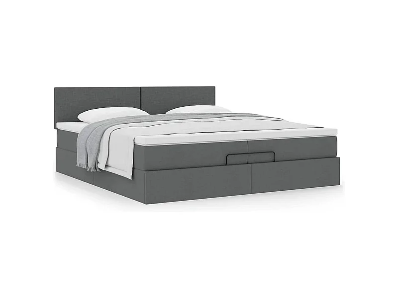 Estrutura de cama otomana com colchão 200x200cm cinzento-escuro