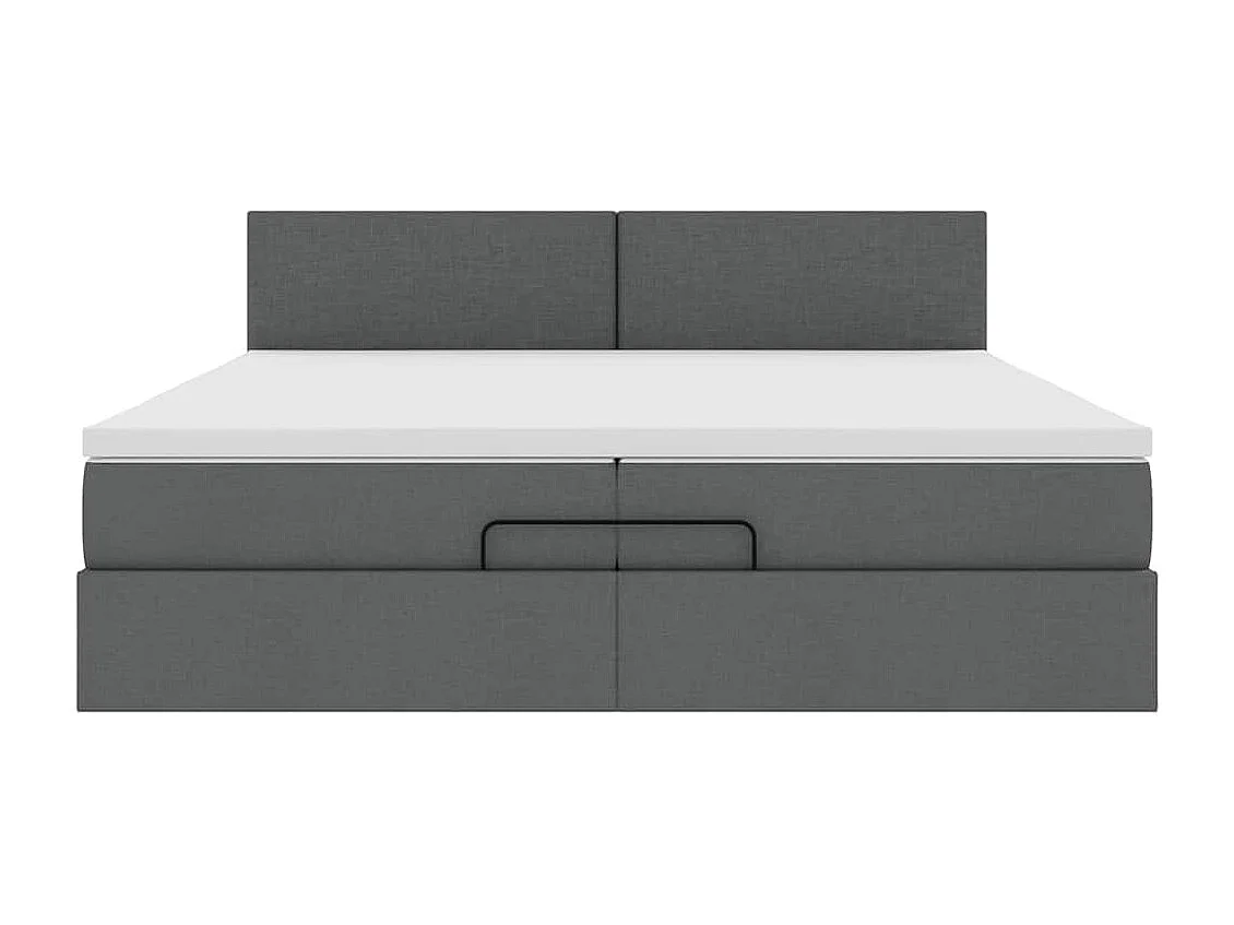 Cadre de lit ottoman avec matelas gris foncé 200x200 cm tissu