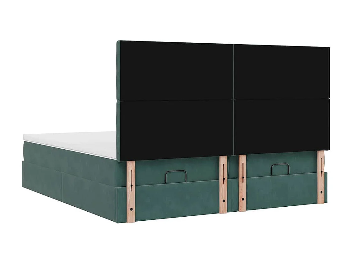 Cadre de lit ottoman avec matelas vert foncé 180x200cm velours