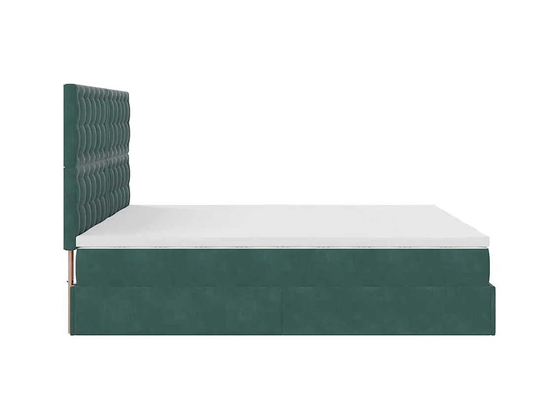 Cadre de lit ottoman avec matelas vert foncé 180x200cm velours