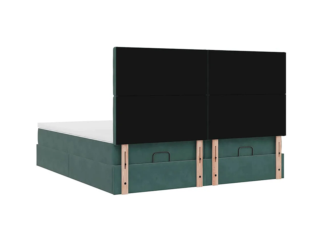 Cadre de lit ottoman avec matelas vert foncé 180x200cm velours
